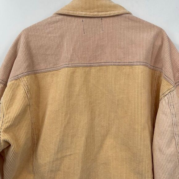 Asos Pink Yellow Tan Color Block Corduroy Cotton Trucker Jacket Size Small - Picture 8 of 10